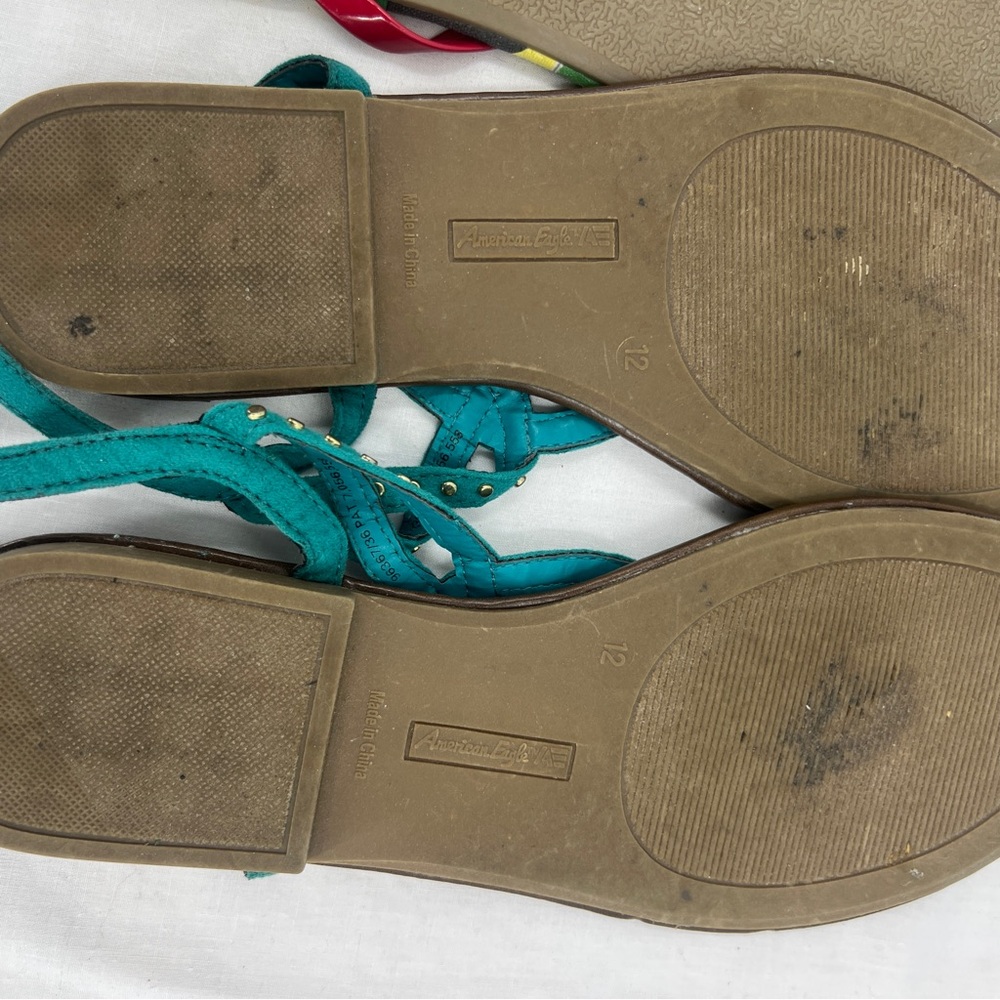 American Eagle Women's Sandals - Red and Teal Size 12 - Picture 6 of 6